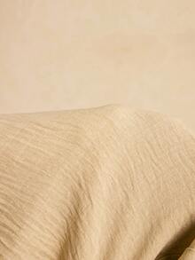 Poéselle 女式纯色简约休闲不对称肩长袖连衣裙 - 杏色 - 查看 9