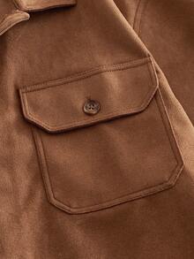 Manfinity VCAY Men's Casual Solid Color Long Sleeve Shirt, Versatile For Autumn - Brown - View 5