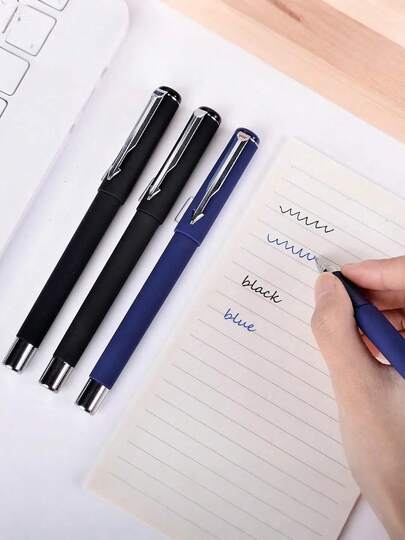 2/3/6pcs Quick Drying Neutral Ink Ballpoint Pen, 0.7mm Tip, Blue And Black Ink, For Note-Taking, Writing, Signing, Office, Diary, Office And School Supplies