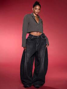 Normani Tailored Cropped Blazer Notched Lapel Single Breasted Elegant Professional Business Casual Vacation Fall Winter Autumn Work Office Old Money Date Night Going Out Back To School Wedding Guest Christmas Suit Cute Everyday Capsule Wardrobe - Brown - View 4