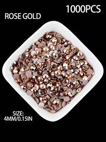 2000pcs 3-6mm Silver Flat Rose Gold Resin Rhinestones, Round Jelly Gemstones For Making Accessories Shoes, Clothes, Cosmetics, Bags, Decoration - Rose gold - View 8