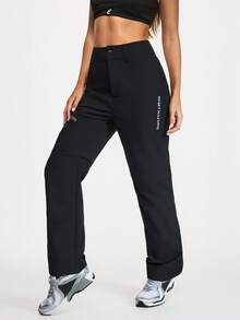 Easithlete Women's Casual Solid Color Zipper Detachable Straight Leg Outdoor Pants - Black - View 4