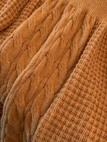 GlowEve CURVE Váy len dệt kim dày tay đèn lồng cổ chữ V cỡ lớn dáng chữ A, màu trơn, mùa đông - Màu Khaki - Xem 8