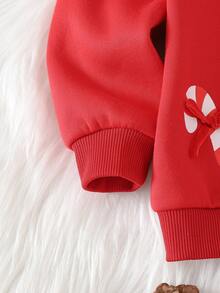 Cozy Pixies Bộ 2 quần legging kẻ sọc cổ tròn in hình cây thông Noel và người bánh gừng cho bé gái - Đỏ - Xem 3