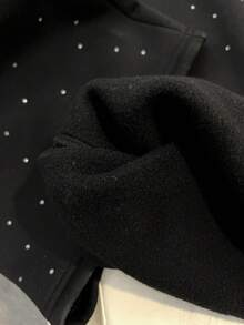 GlowEve Women's Fashion Casual Rhinestone Zipper Hoodie & Pants 2 Pieces Set, Zip-Up Loose Long Sleeve Jacket And Elastic Waist Straight Leg Sweatpants - Black - View 3