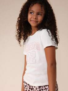 SUMWON Ribbed Chicago 02 Graphic Tee Short Sleeve Crew Neck Summer Casual Top - White - View 5