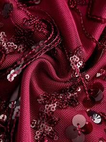 Aloruh 酒红色闪亮亮片抹胸短款上衣，性感派对音乐节装 - 酒紅色 - 查看 5