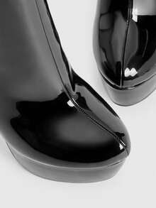 CUCCOO LuxiPop 女式厚底高跟靴，带侧拉链，黑色中筒靴，性感时尚，适合夜店、万圣节、圣诞节、派对装 - 黑色 - 查看 7