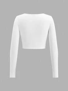 Tseoso 3 件 95% 纯棉纯色休闲百搭方领长袖女士 T 恤，黑色、白色、棕色；健身、舒适别致、修身，适合日常穿着、室内外、春秋或秋冬。 - 彩色 - 查看 13