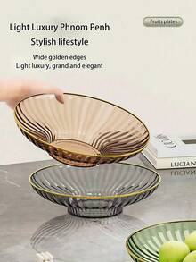 New Pedestal Fruit Bowl, Home Living Room Coffee Table Candy Snack Dried Fruit Tray, Large Capacity Luxury New Year Display Plate - Multicolor - View 2