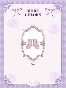 Dola Lovely 女士粉色洛丽塔风格蝴蝶结珍珠链条踝靴，蕾丝装饰，优雅中跟系带靴，洛丽塔时尚，适合作为圣诞节、万圣节、感恩节礼物，秋冬季穿着 - 粉色 - 查看 13