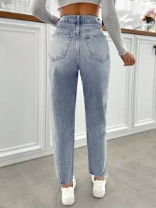 EURMUSE Jeans déchirés 100% coton décontractés et à la mode pour femmes - Jean clair - Voir 2