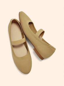 CUCCOO BASICS Pantofi Mary Jane cu vârf rotund, elastici, confortabili și respirabili, cu dungi de culoare migdale, potriviți pentru naveta zilnică și ținute casual