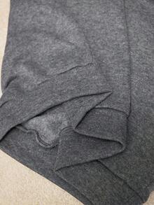 少女极简印花圆领长袖卫衣和裤子套装 - 深灰色 - 查看 8