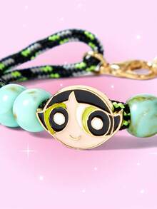 THE POWERPUFF GIRLS X SHEIN 1 件毛茛图案时尚编织手链 - 黑色 - 查看 2