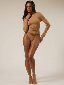 MUSERA ESSENTIALS 长袖圆领休闲上衣，适合秋季、冬季、秋冬季日常穿着，舒适保暖，是春夏季度假休闲的理想之选。 - 駝色 - 查看 5