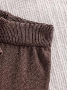 Bộ đồ gồm áo khoác cardigan dệt kim dài tay tối giản màu nâu đa năng cho bé gái năm 2025, phong cách nhẹ nhàng, thoải mái với ve áo rộng, áo len mềm mại, trang phục dệt kim mặc ngoài, thích hợp mặc hàng ngày và đi làm, mùa thu và mùa đông - Cà phê nâu - Xem 7