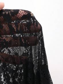 DAZY Women's Summer Lace Patchwork Cropped Fitted Sexy Casual Camisole Vacation - Black - View 8