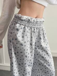 Livesso Damskie spodnie z szerokimi nogawkami w kwiaty, na co dzień, jesień