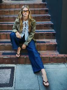 Aloruh 秋冬翻领插肩袖双排扣系带风衣