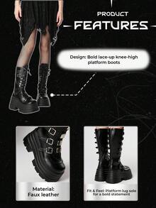 ROMWE Grunge Punk 女式暗黑摇滚朋克哥特靴，万圣节