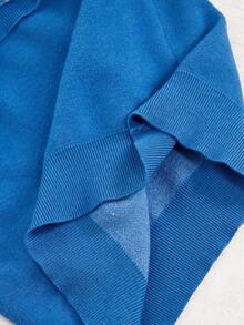 Easithlete 女式圆领长袖宽松刺绣毛衣 - 藍色 - 查看 6