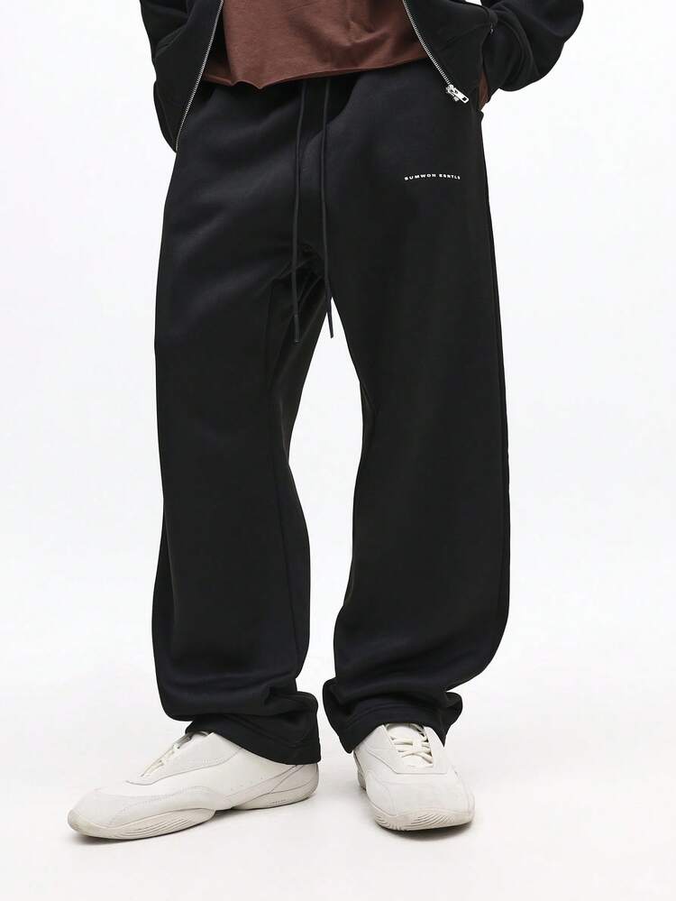 Gerade geschnittene Fleece-Jogginghose mit Kordelzug