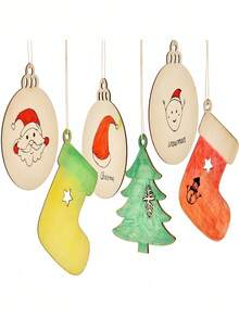 10-100个DIY木制装饰品，未完成的木制树挂饰，适用于DIY工艺品、圣诞节、家居派对装饰、最佳礼物、生日家居装饰、圣诞节装饰、房间装饰等。 - 米色 - 查看 7