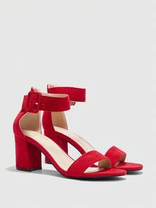 CUCCOO BIZCHIC 时尚百搭优雅简约高跟凉鞋，圣诞节必备 - 紅色 - 查看 7