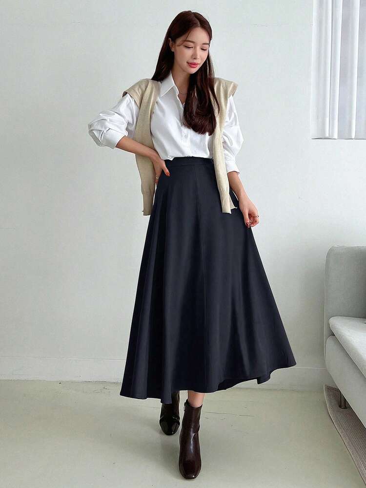 Tall Women's Satin Long Elegant Skirt