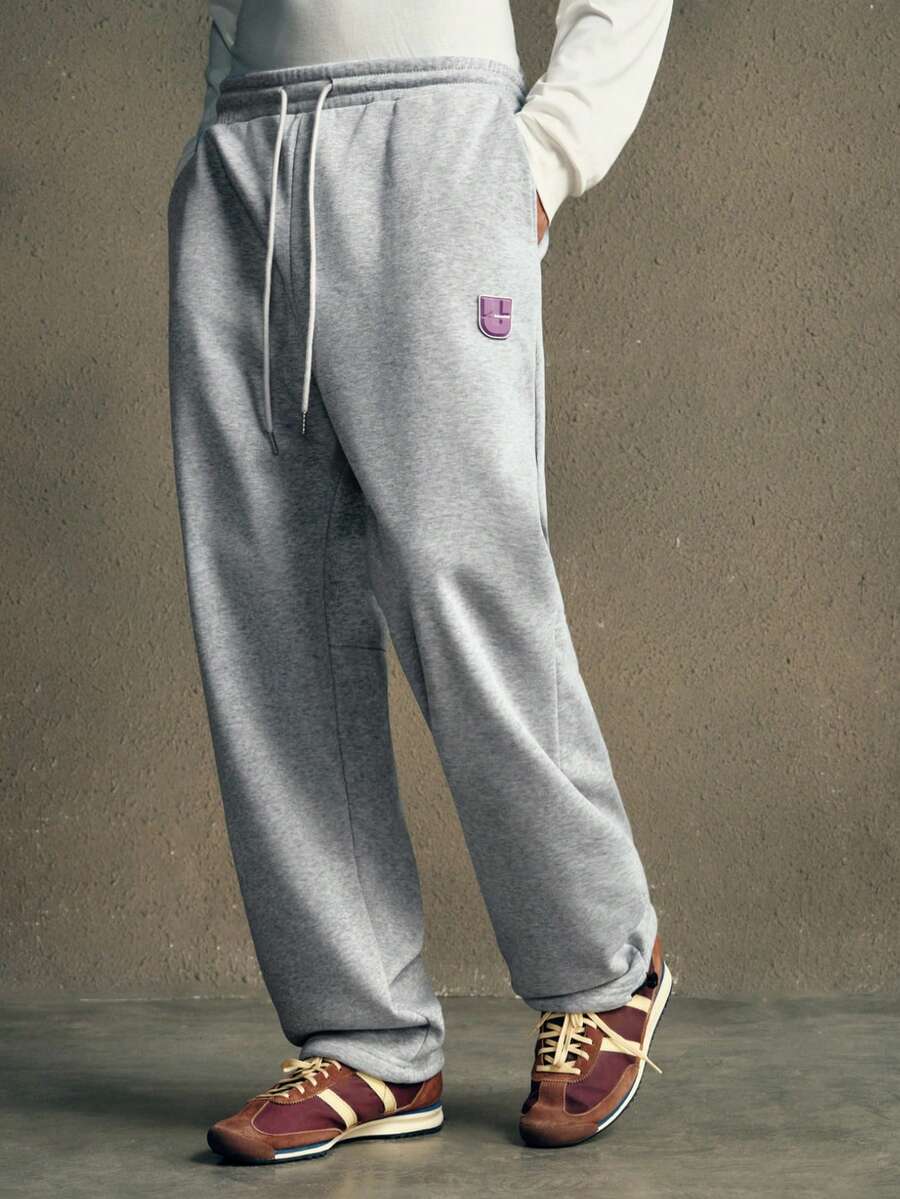 AXEPEAK 针织休闲日常搭配休闲裤纯色休闲慢跑健身直筒运动裤，适合送给老公、男朋友的礼物，适合返校季 - 灰色 - 查看 1