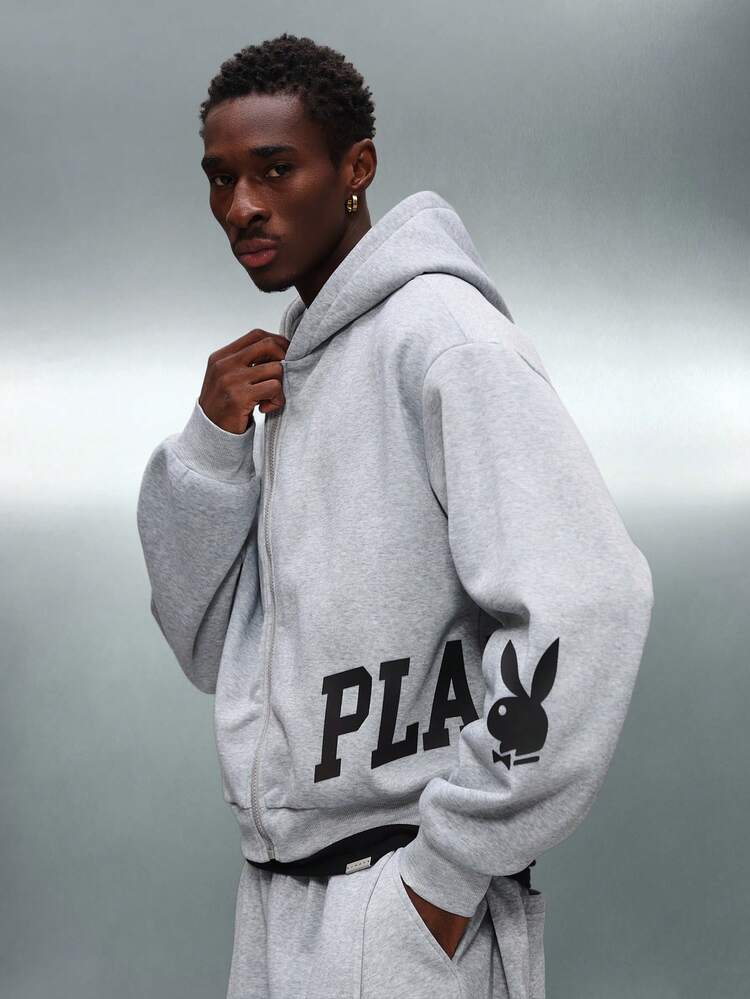PLAYBOY X SUMWON Zip Up Hoodie With Drawstring