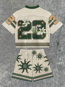 Manfinity Roghcode Men's Fashion T-Shirt And Shorts Set, Suitable For Summer - Multicolor - View 2