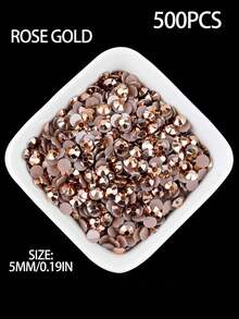 2000pcs 3-6mm Silver Flat Rose Gold Resin Rhinestones, Round Jelly Gemstones For Making Accessories Shoes, Clothes, Cosmetics, Bags, Decoration - Rose gold - View 10