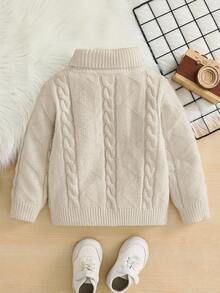 SHEIN 1 件儿童年轻男童休闲舒适纯色百搭宽松高领毛衣，适合秋冬季作为打底衫或外套