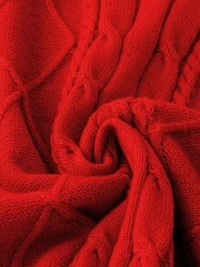 SHEIN Clasi 大码休闲纯色蝙蝠袖毛衣 - 紅色 - 查看 4