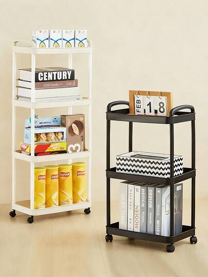 1 Wheeled Multi-Layer Mobile Storage Rack, Portable Multifunctional Handcart, Children's Toy Storage Rack, Minimalist Bookshelf, Snack Storage Rack, Dressing Table Cosmetic Compartment Storage Rack, Kitchen Utensil Storage Rack, Multifunctional Plastic Service Handcart, Suitable For Home Bathroom, Kitchen, Living Room And Study, Suitable For Home Storage And Home Decoration