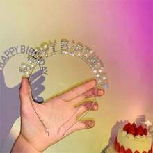 1pc Birthday Crystal Rhinestones Headband, Party Decoration Photo Prop - Multicolor - View 4