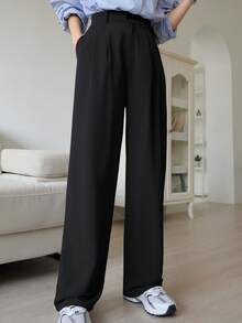 Dazy Tall Women's Tall Straight Leg Casual Suit Pants Business Attire - Black - View 1