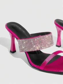 CUCCOO SZL Sandalias de tacón alto elegantes y de moda con decoración de cristal para mujer Cuccoo - Rosa Fucsia - Ver 4