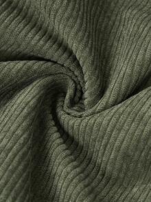 SHEIN CURVE+ Váy dây rộng rãi xếp ly màu trơn cỡ lớn cho nữ/Mùa thu/Mùa đông - xanh quân đội - Xem 4