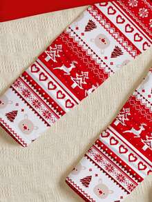 SHEIN Leap Crew Kids 2pcs Tween Girls Christmas Reindeer & Snowman Pattern Winter Sweatshirt And Leggings Set,Red Autumn Casual Matching Family Festive Clothes - Multicolor - View 6