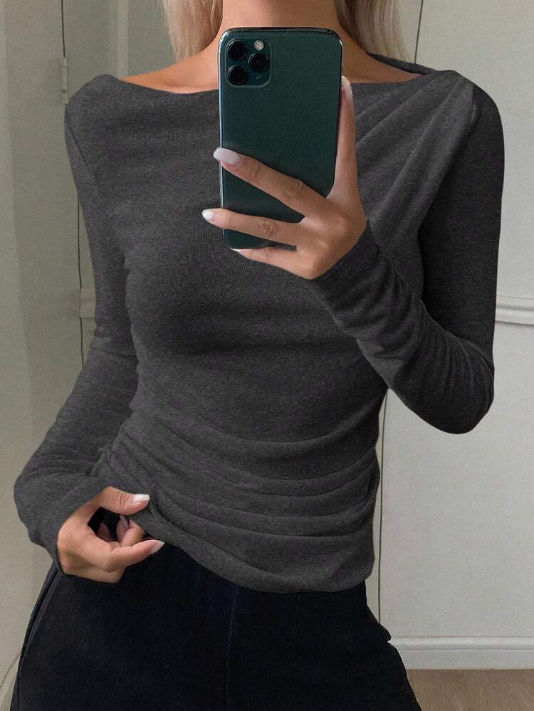 Women's Elegant City Casual Slim Fit Off Shoulder Long Sleeve T-Shirt