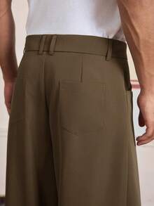 SWAVVY 男士休闲时尚梭织长款设计裤 - 棕色 - 查看 5