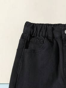 SHEIN Vintaside Kids Toddlers' Casual All-Match 5-Pocket Straight Leg Jeans, Minimalist Versatile Fashion Item For Everyday Wear - Black - View 7