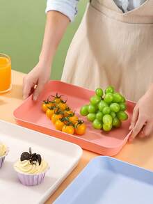 1pc Extra Large Multi-Color Tray, Rectangular Plastic TeaTray, Outdoor Picnic Plate Tray, Dessert Plate, BarbecuePlate, Suitable For Home, Living Room, Cafe, Restaurant.Wedding Party, Christmas, Halloween Decor - Multicolor - View 5