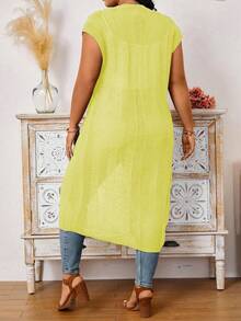 EMERY ROSE Große Größen Lässig einfarbiger Hohlstrick Strickjacke