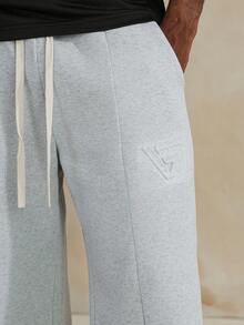 STYNVO 男士保暖内衬运动裤，纯色，灰色底，休闲百搭，3D压纹图案，简约百搭，冬季必备 - 淺灰色 - 查看 7