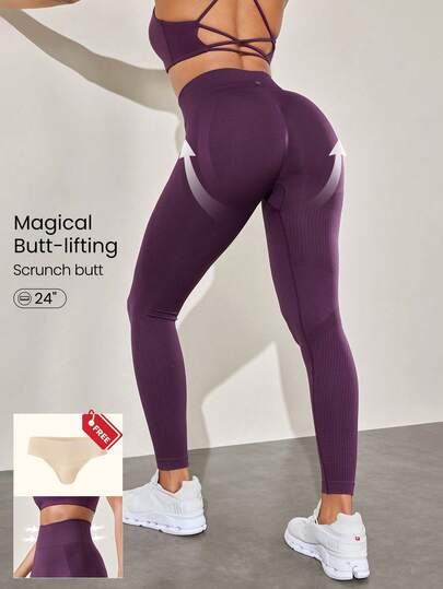 GLOWMODE Leggings sin costuras de cintura alta perforados de 24" con impacto medio para gimnasio y entrenamiento