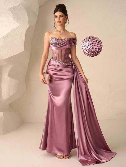 Coutiva Vestido de noche de alta gama, vestido formal elegante, elegancia de lujo